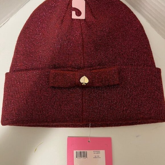 Kate Spade metallic rib bow beanie. - Picture 2 of 4